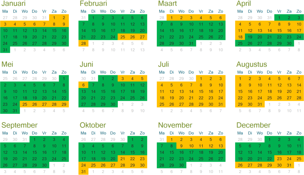 Seizoenskalender camping ardennen 2022