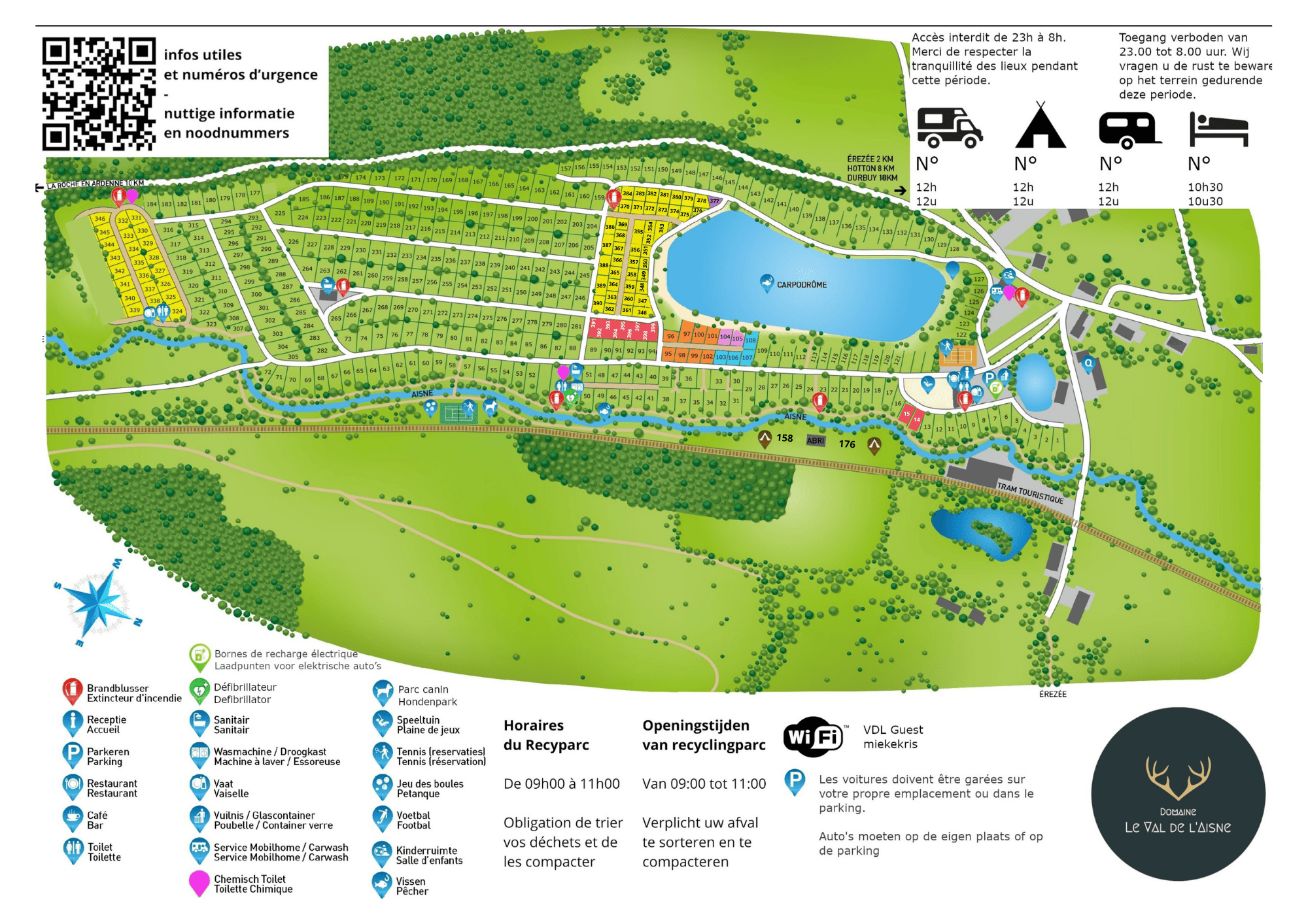Nouveau PLan 2026 (2) Plattegrond van de camping Domaine Le Val de l'Aisne in Érezée in de Ardennen in België